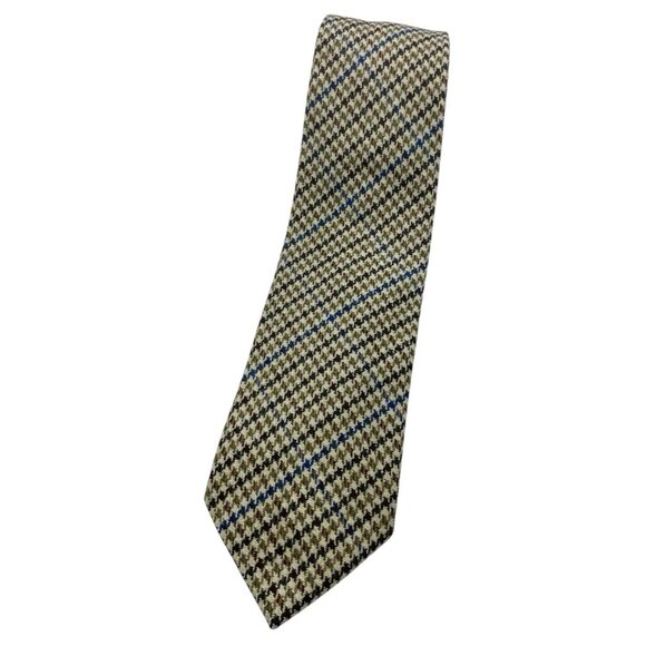 ANTONIO FUSCO Men's Wool Necktie LUXURY Beige Blue Brown Geometric W:3.8" EUC